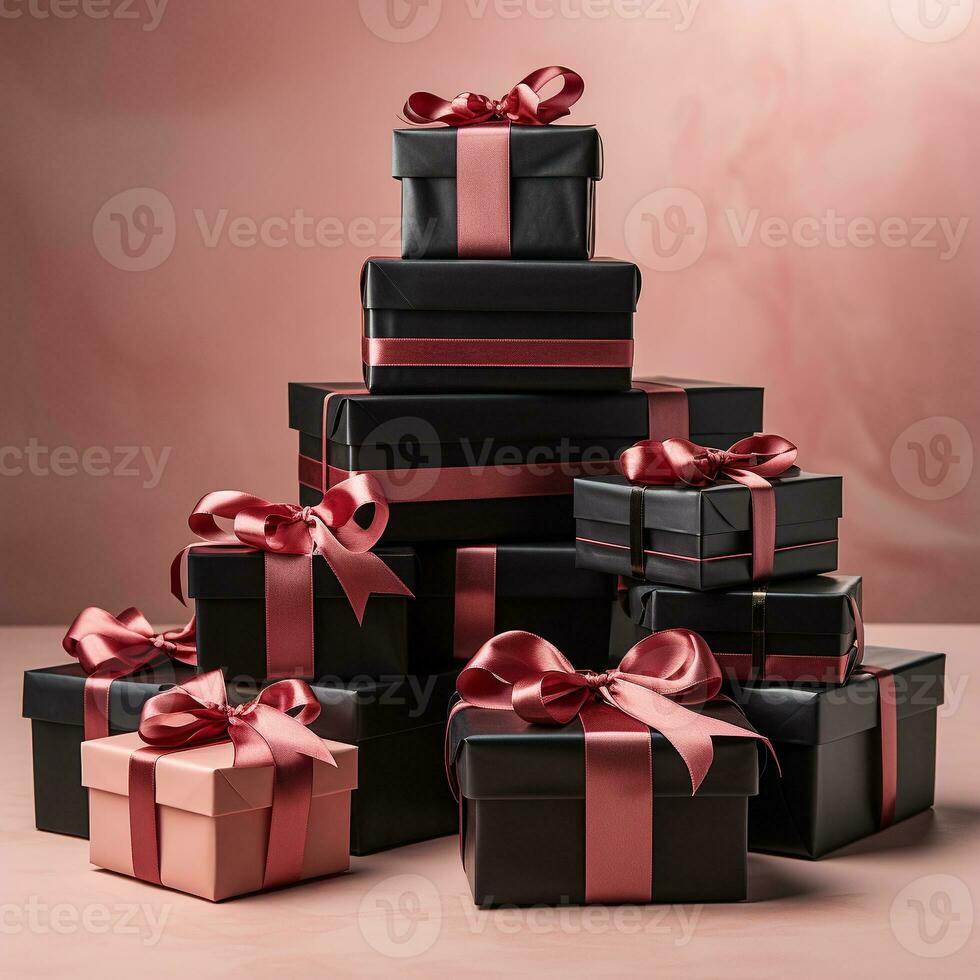 AI generated pile of gift box photo
