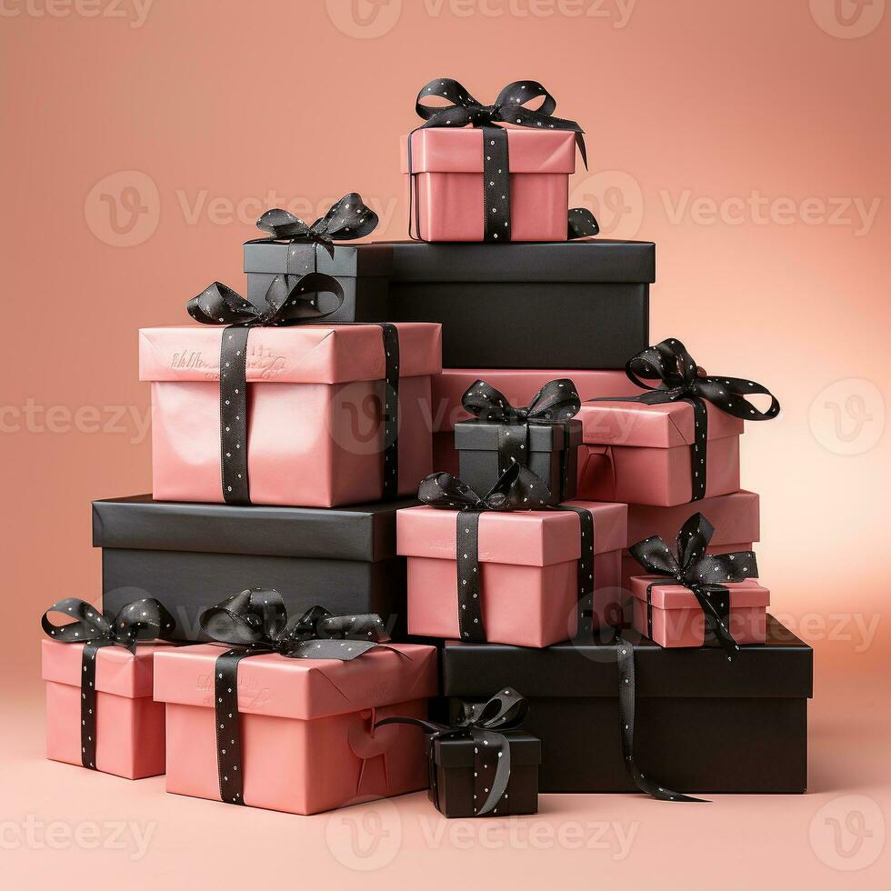AI generated pile of gift box photo