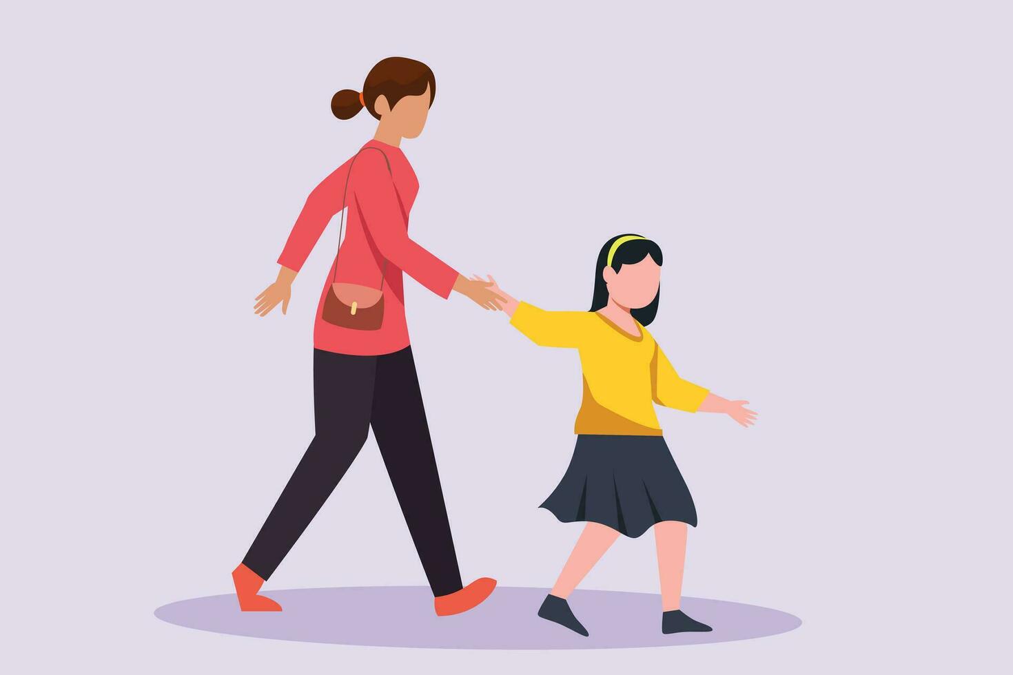 Family and children spending time together. Walking family concept. Colored flat vector illustration isolated.