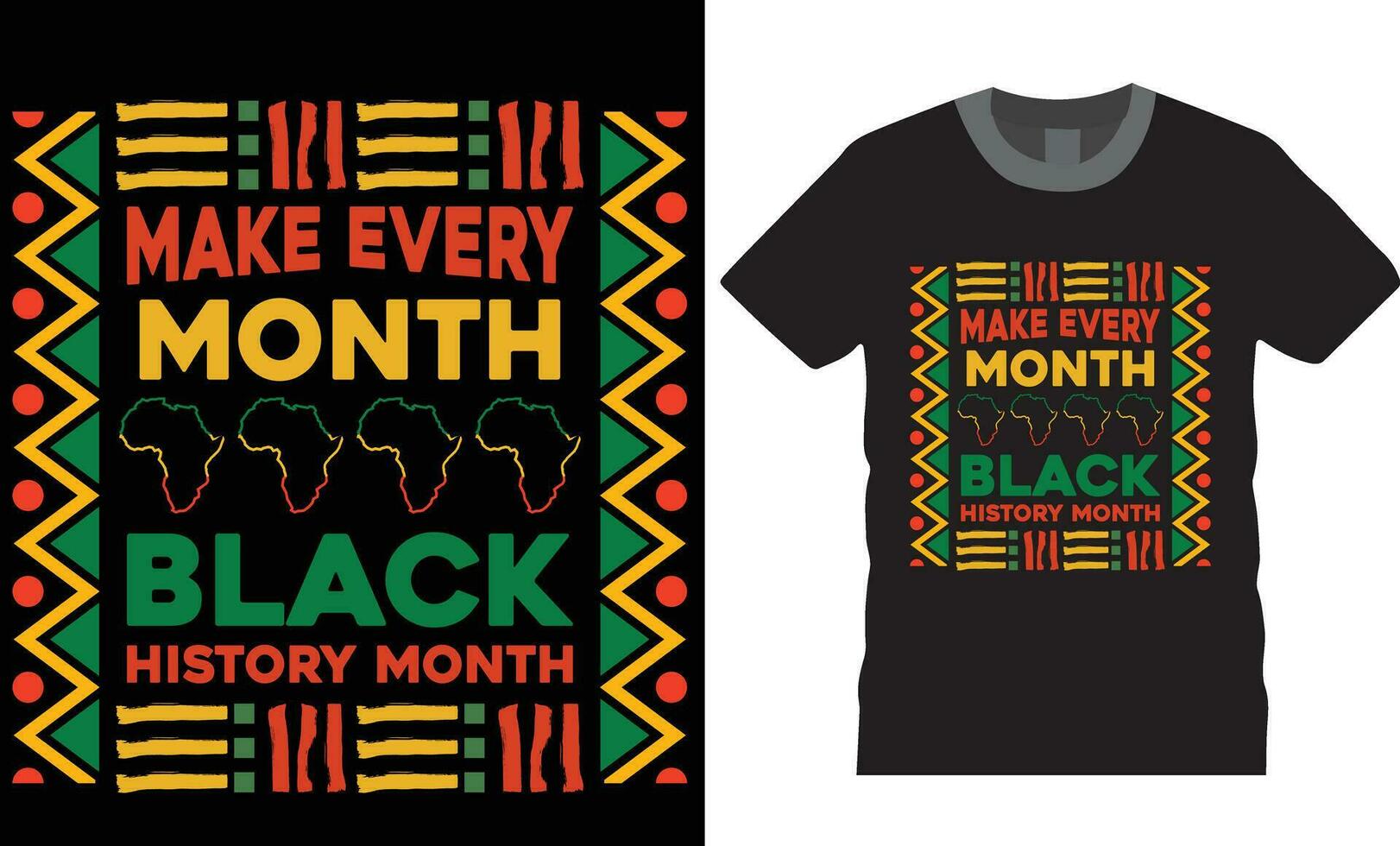 make every month black history month,. Black History Month typography T-shirt design Vector print template.