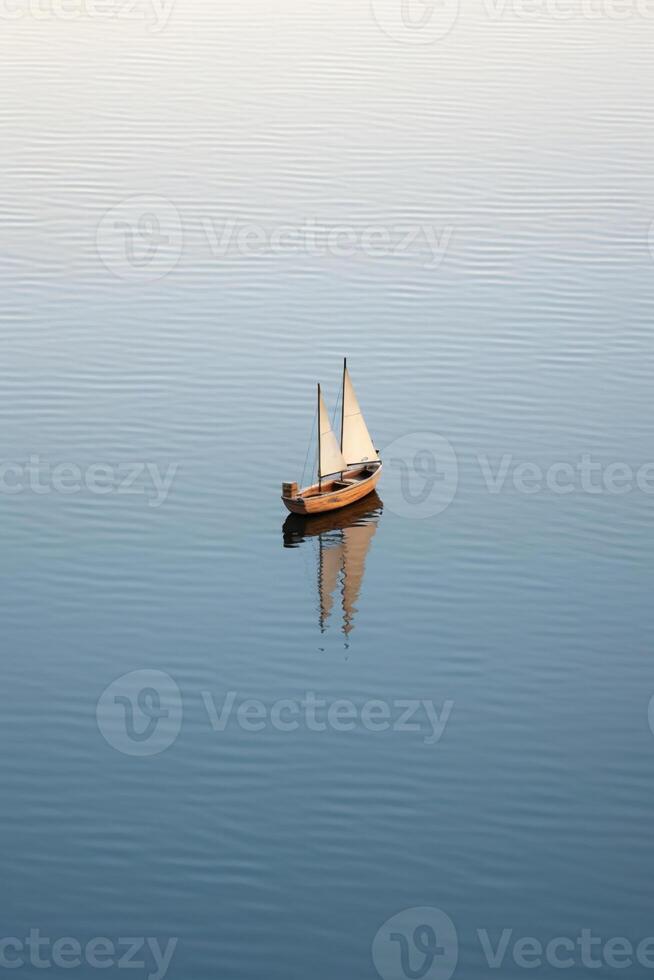 Minimalist photo a ship on sea