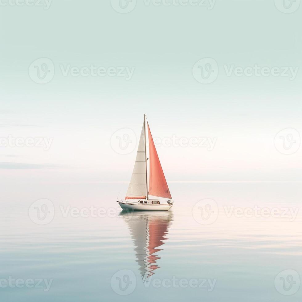 AI generated Minimalist photo a ship on sea