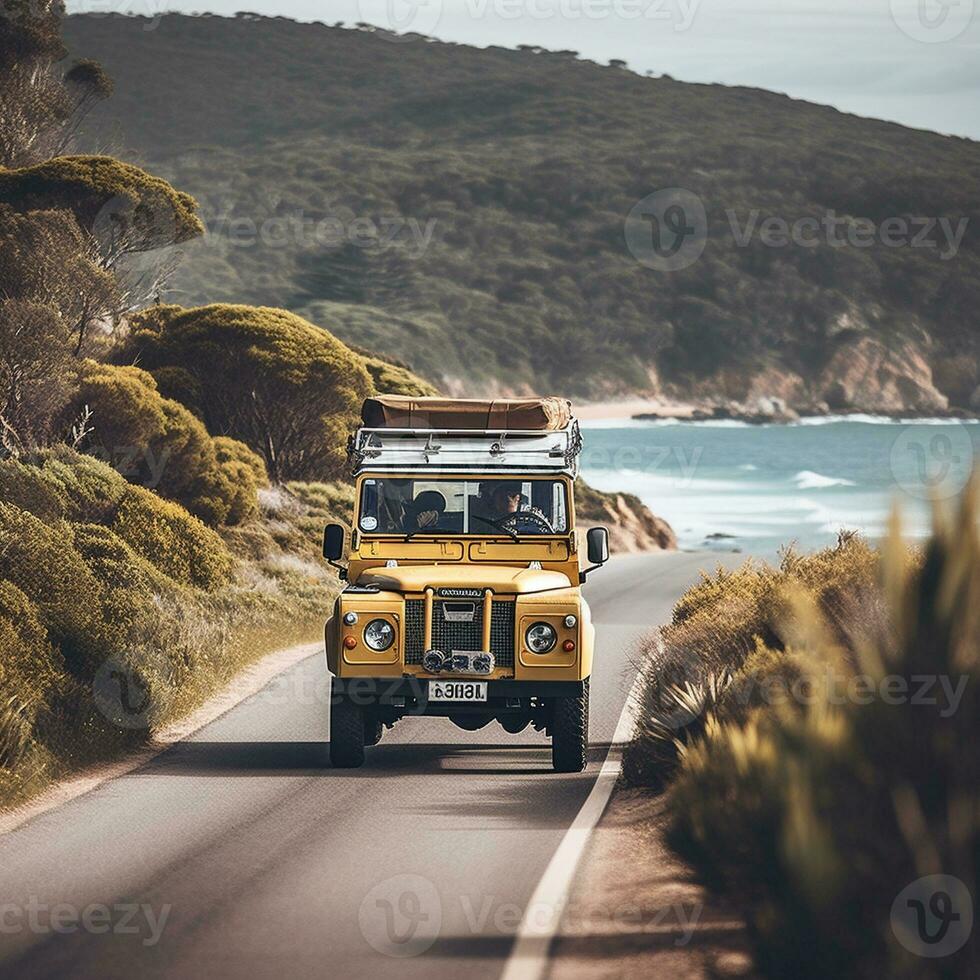 ai generado viaje con caravana foto