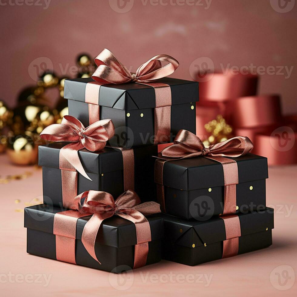 AI generated pile of gift box photo