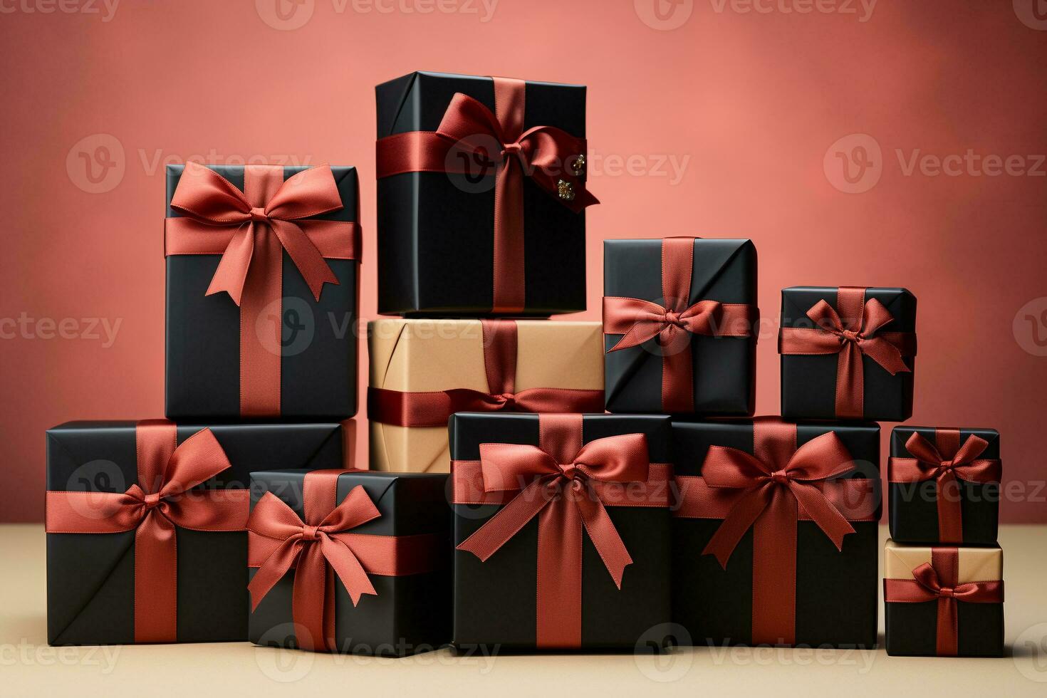 AI generated pile of gift box photo