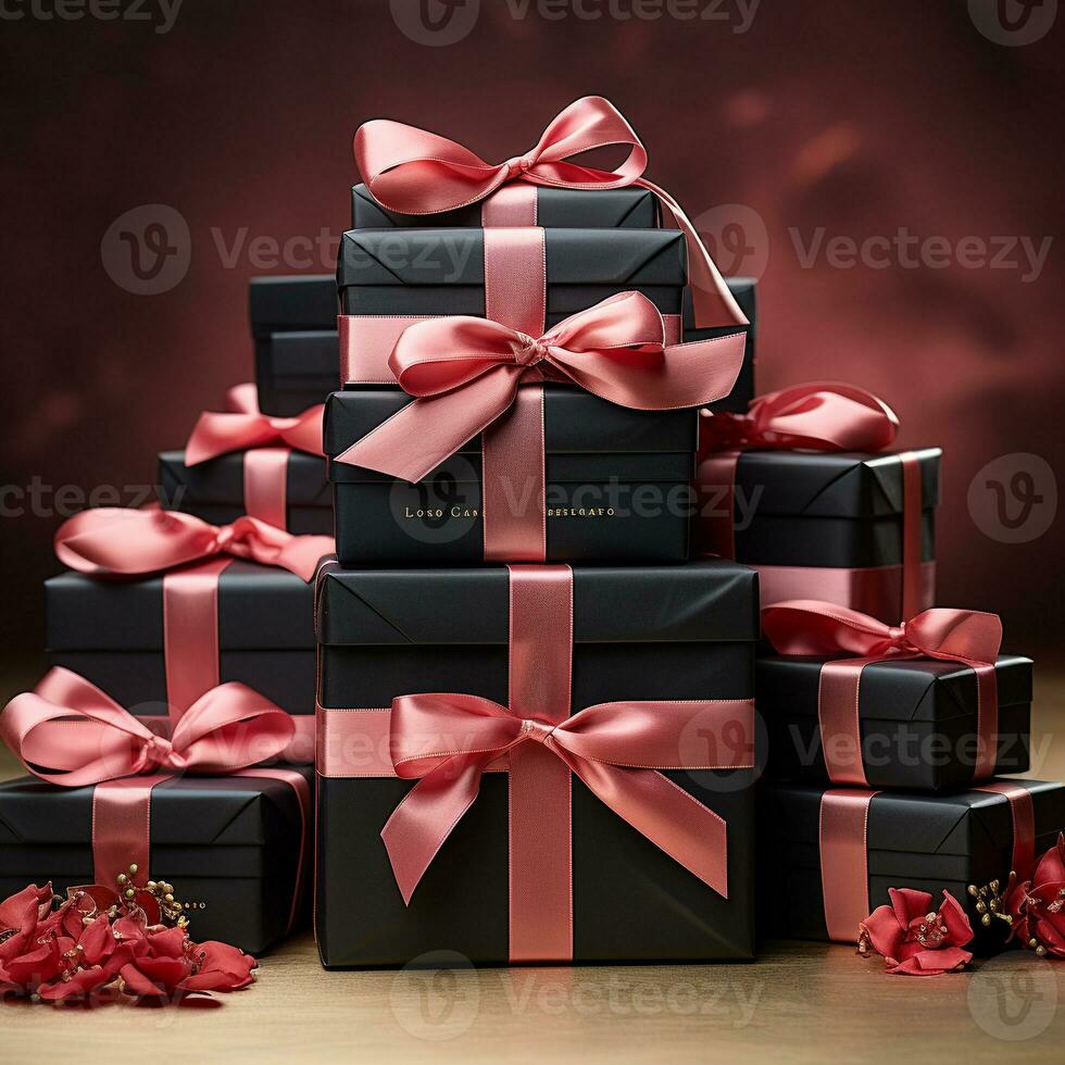 AI generated pile of gift box photo