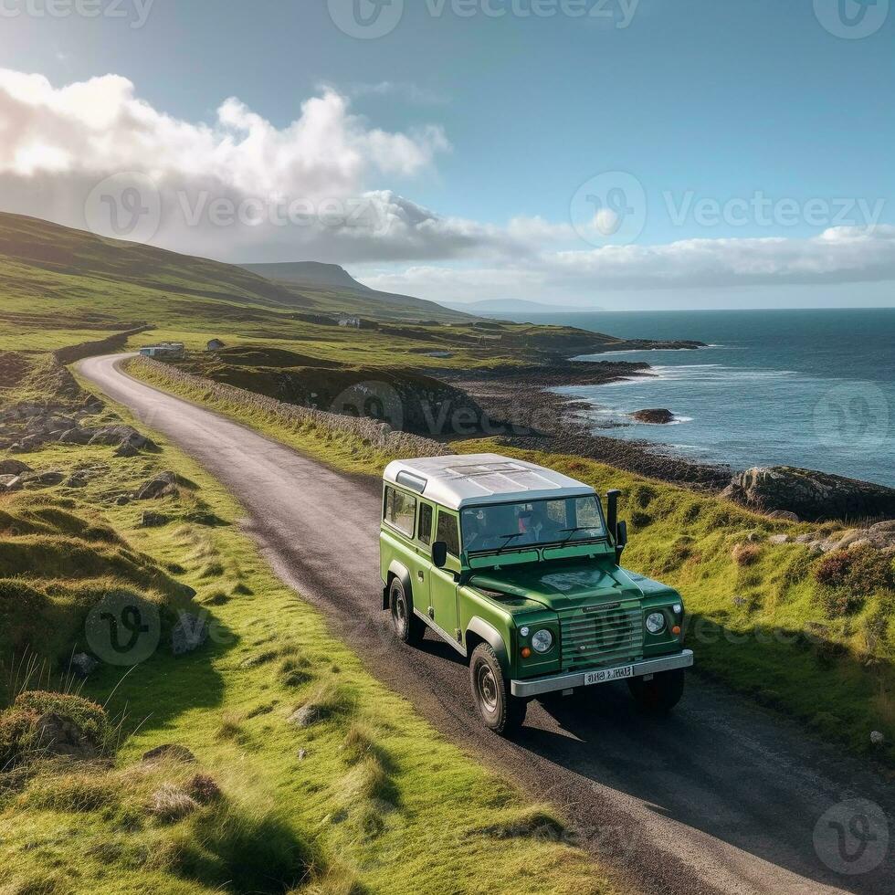 AI generated travel with campervan photo