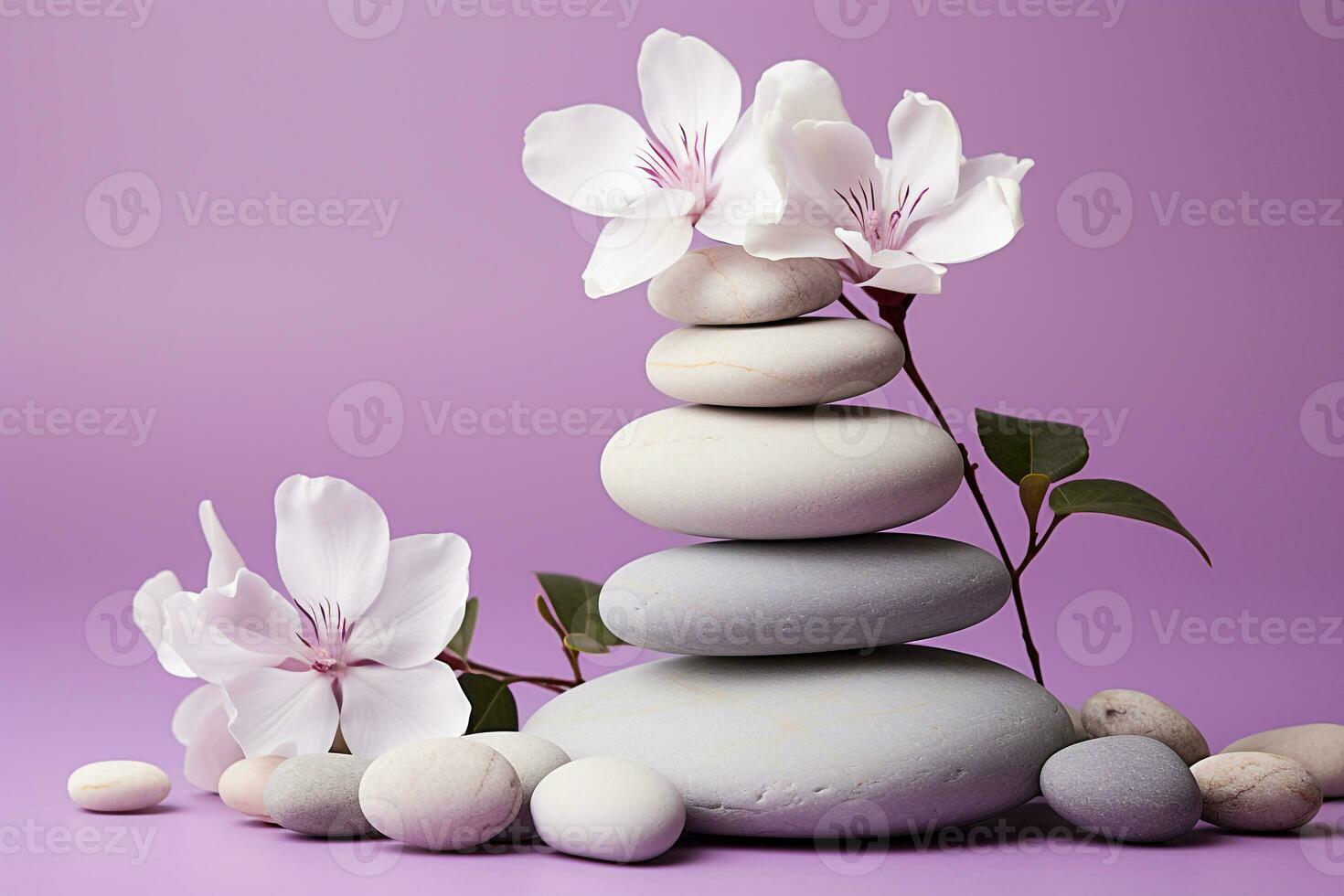 AI generated A realistic stock photograph for a holistic therapist, white little purple color photo