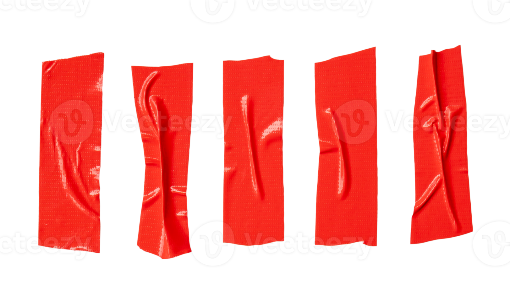 rojo adhesivo vinilo cinta rayas en conjunto aislado con recorte camino en png archivo formato. parte superior ver y plano laico