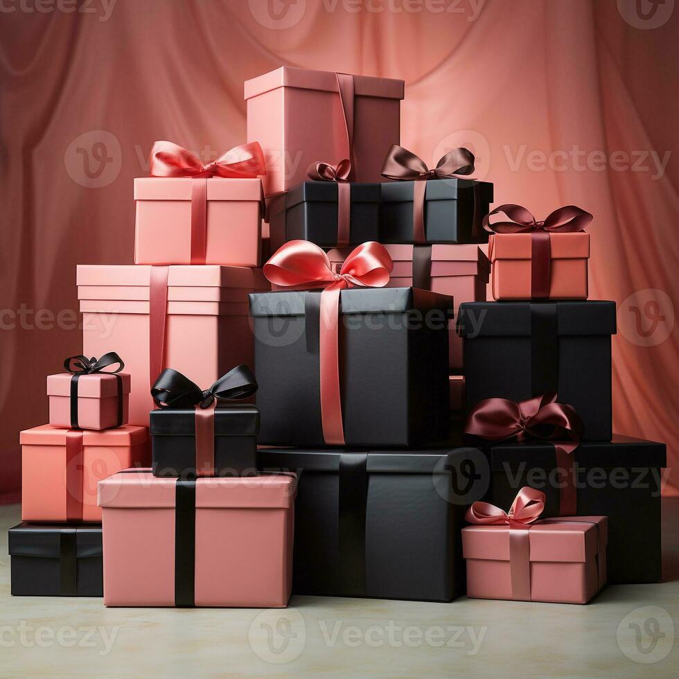 AI generated pile of gift box photo