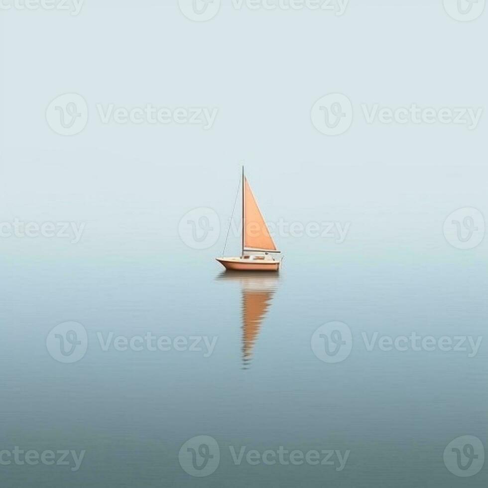 AI generated Minimalist photo a ship on sea
