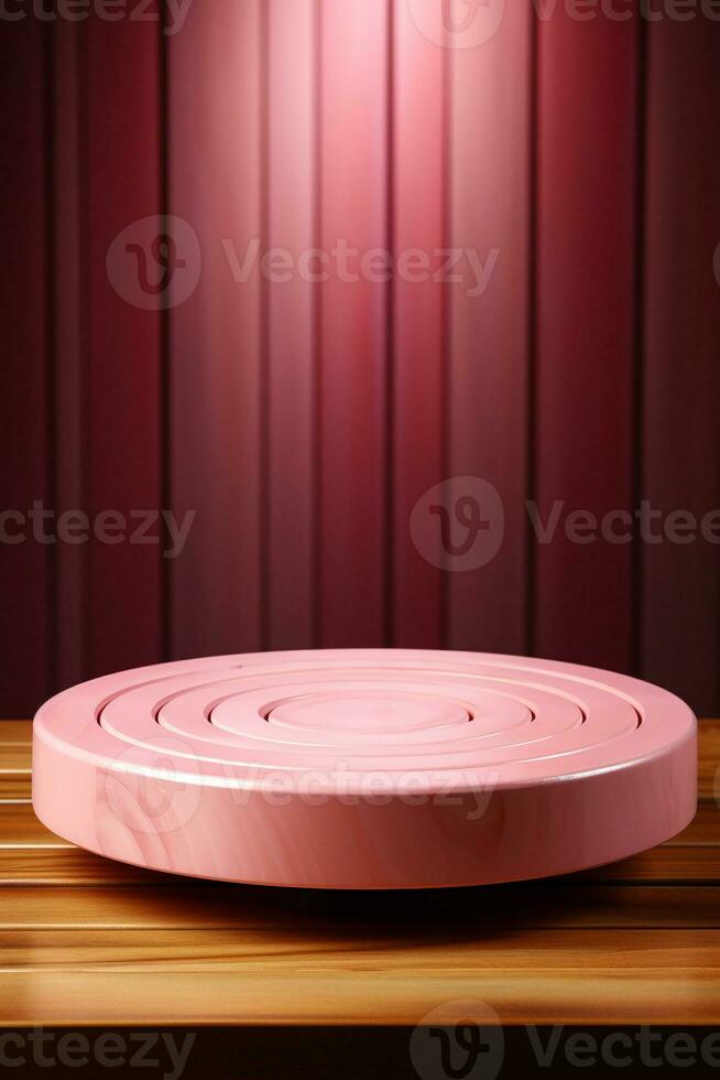 AI generated pink pastel podium for product photography photo