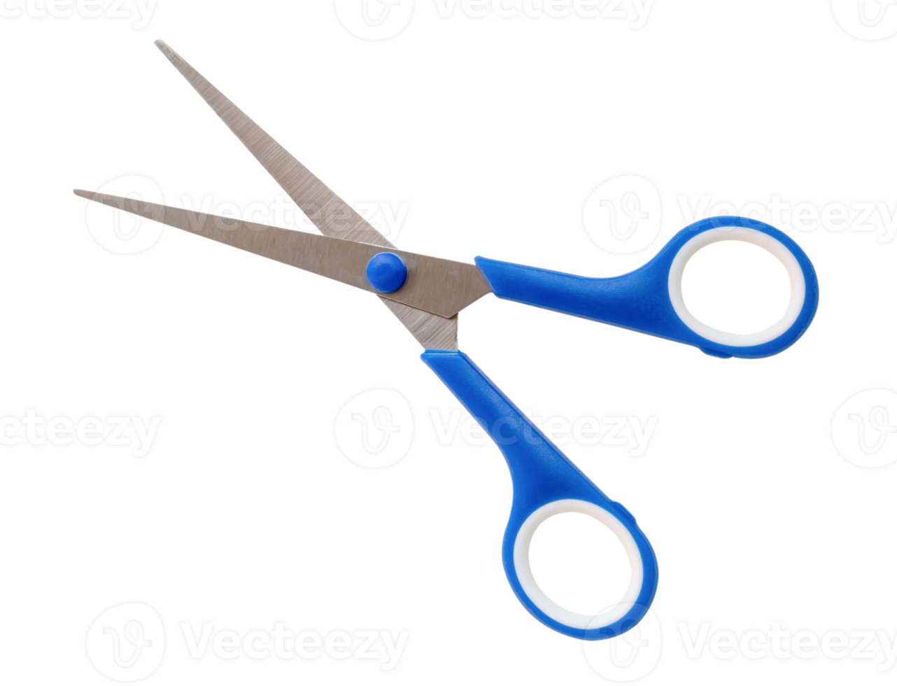 Small multipurpose scissors with blue handle isolated with clipping path in png file format