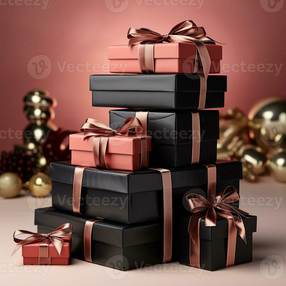 AI generated pile of gift box photo