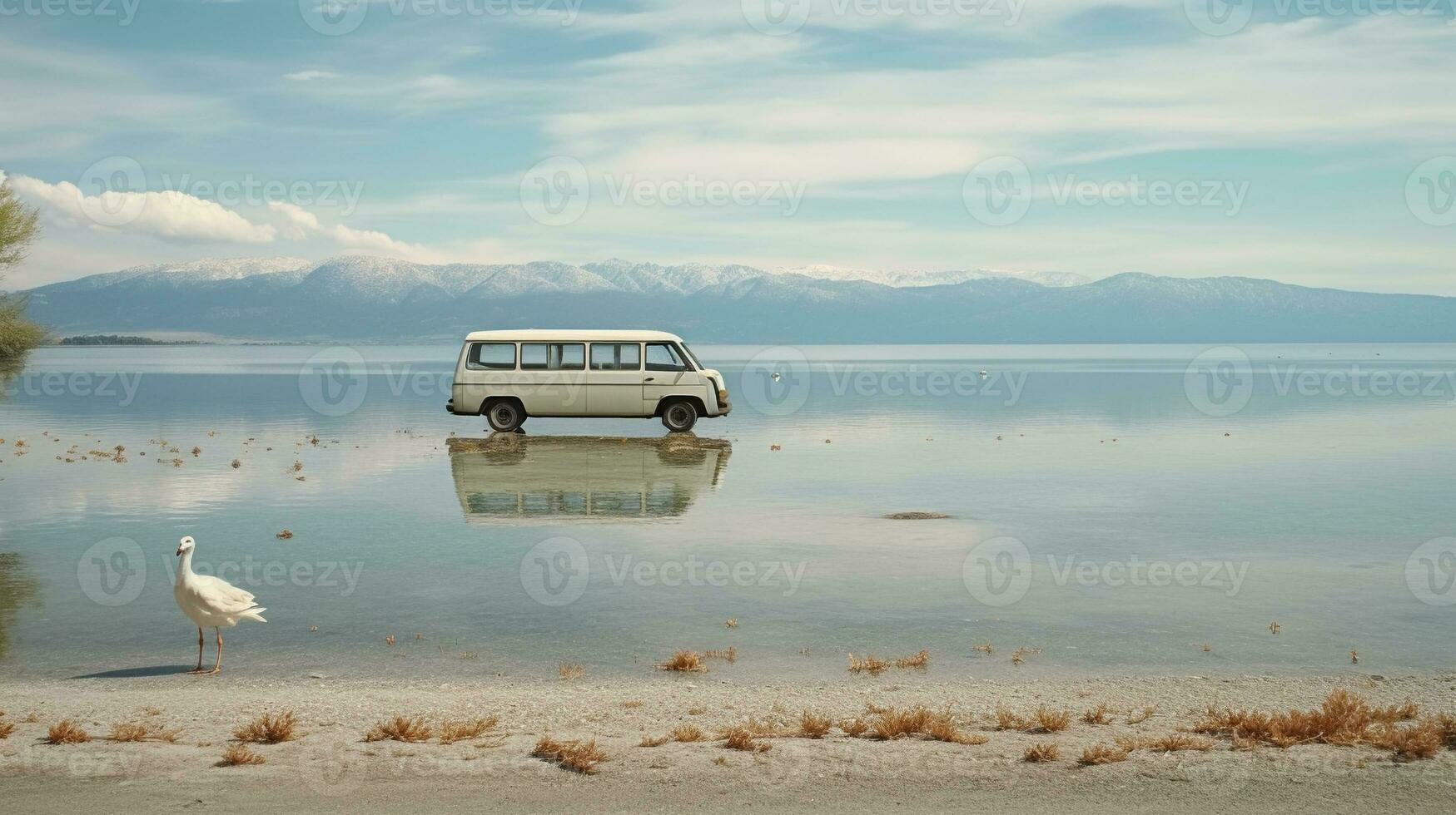 AI generated travel with campervan photo