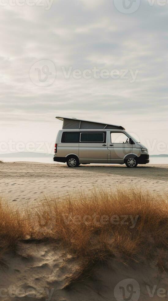 AI generated travel with campervan photo