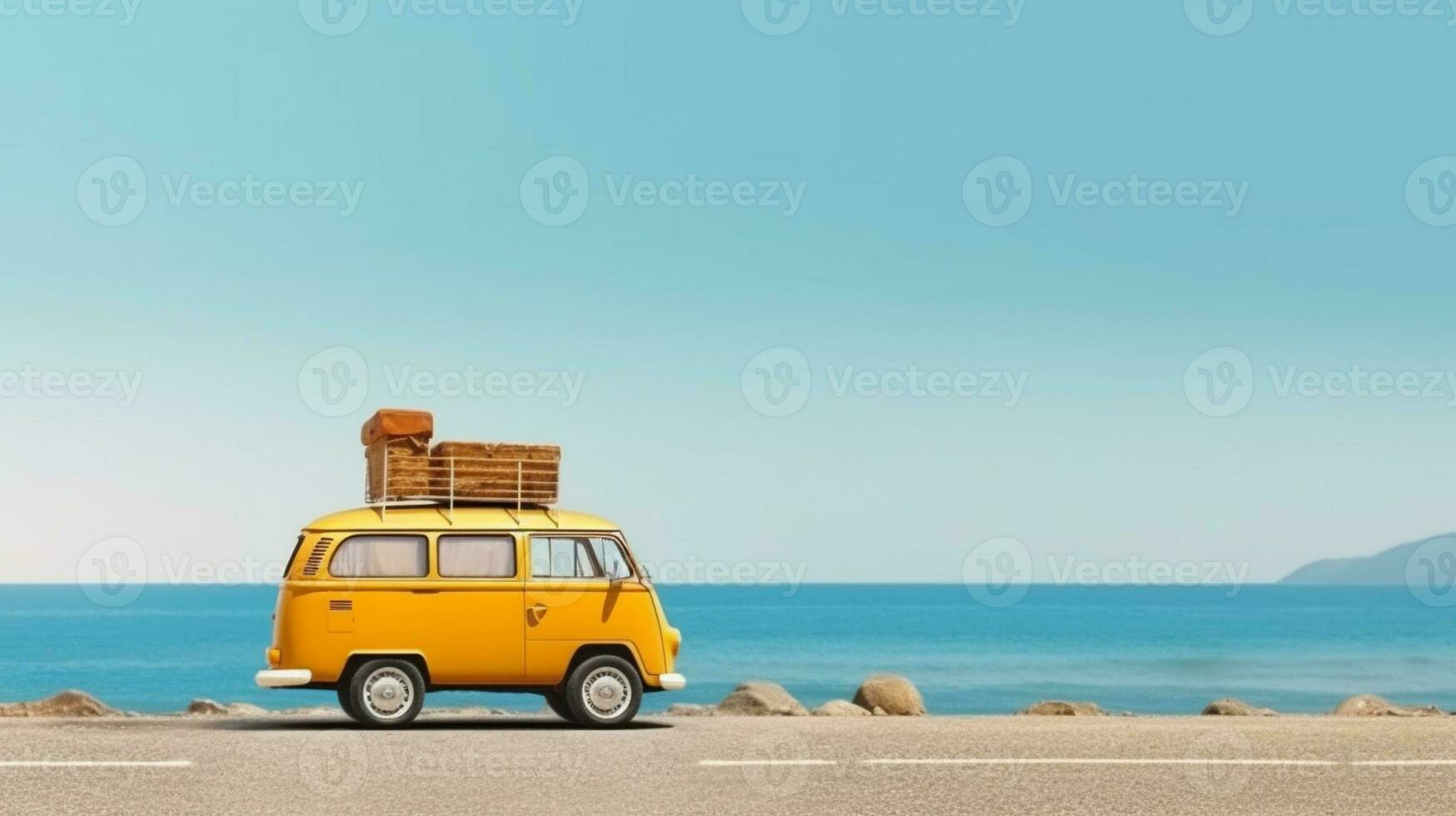 AI generated travel with campervan photo