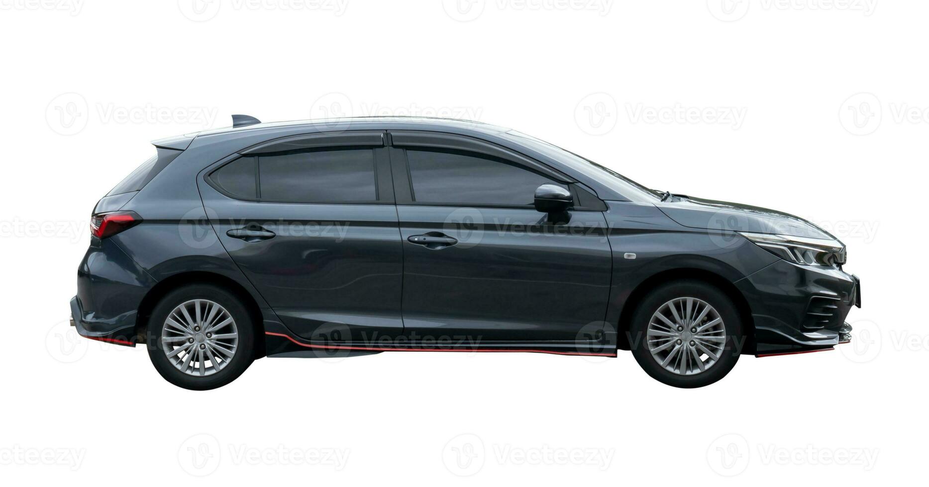 Black luxurious hatchback car isolated on white background with clipping path photo