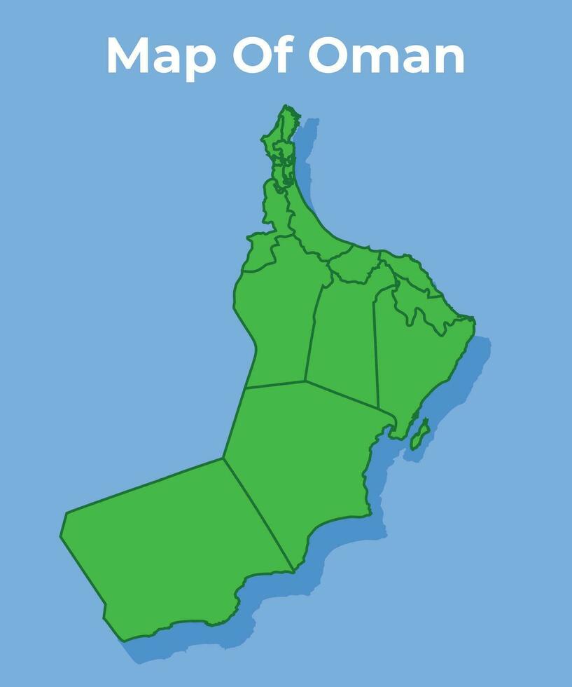 Detailed map of Oman country in green vector illustration