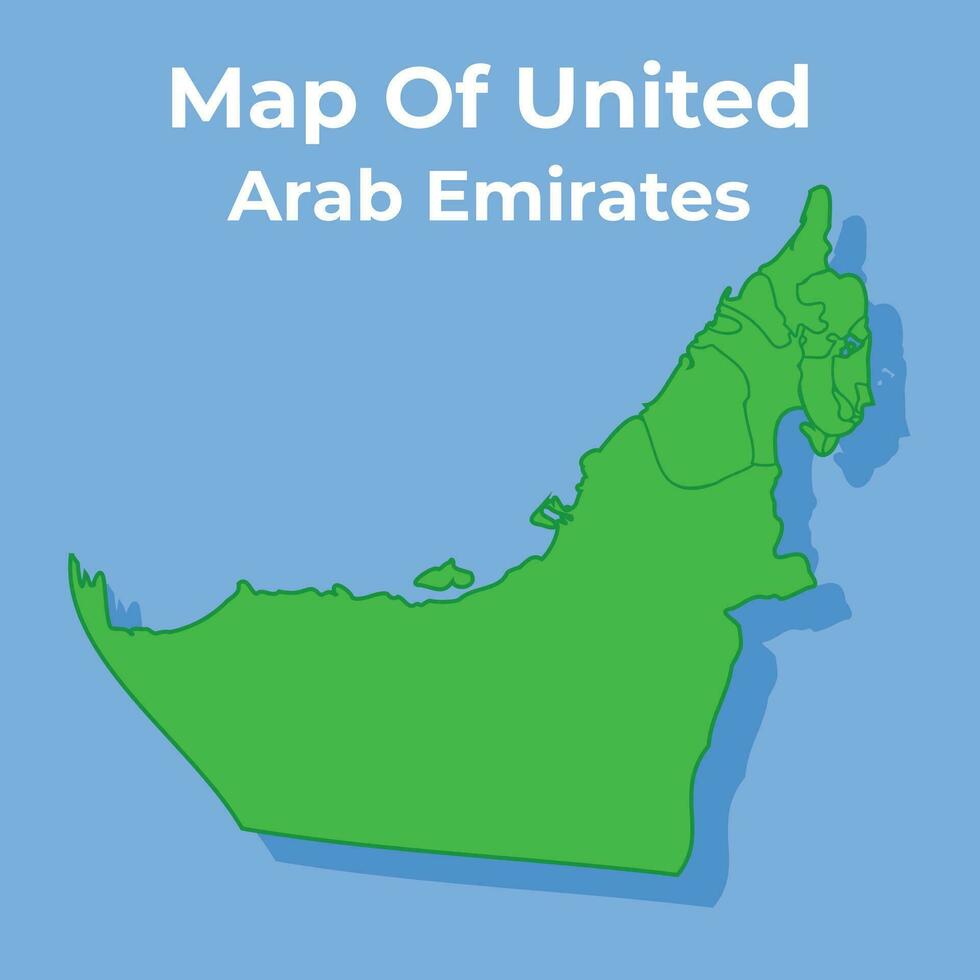 Detailed map of Uae country in green vector illustration