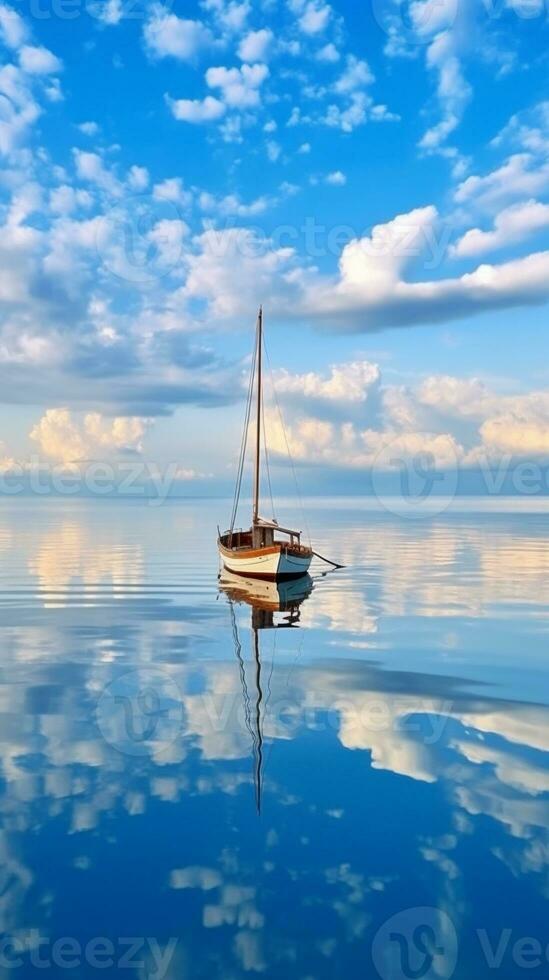 AI generated Minimalist photo a ship on sea
