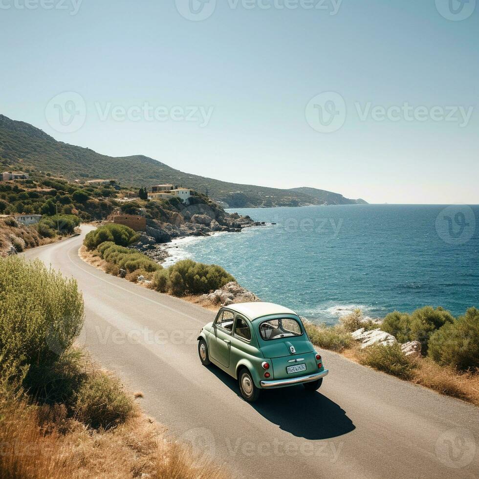 AI generated travel with campervan photo