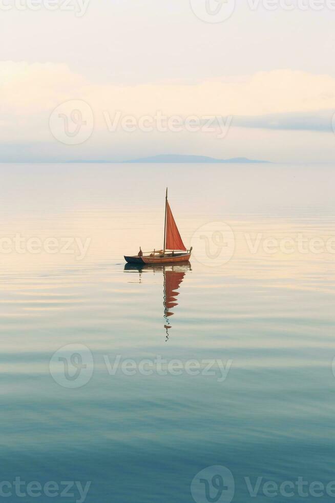 Minimalist photo a ship on sea