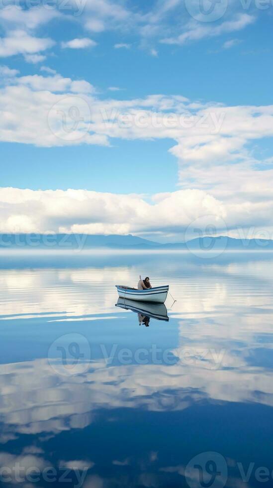 AI generated Minimalist photo a ship on sea