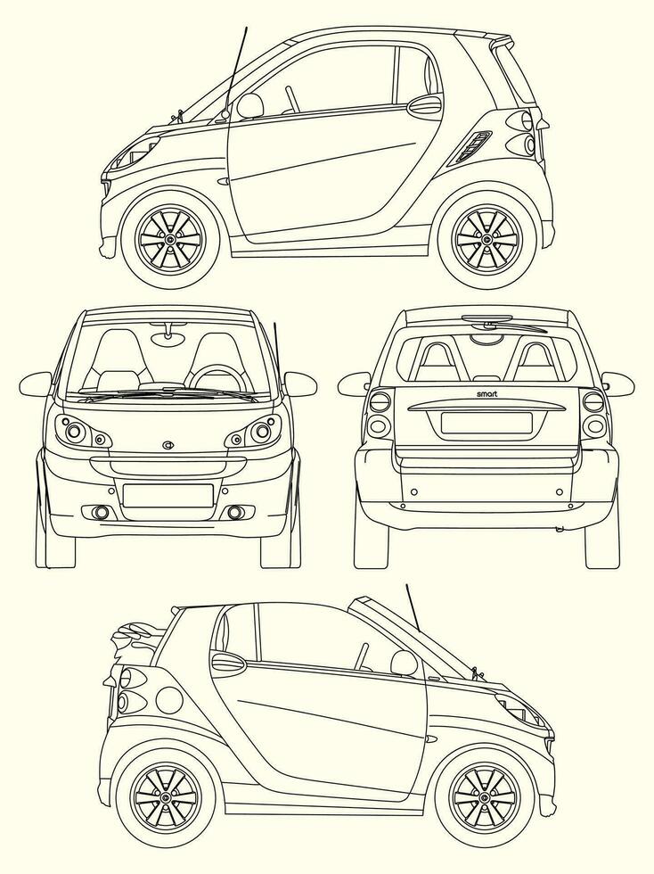 Smart car blueprint vector