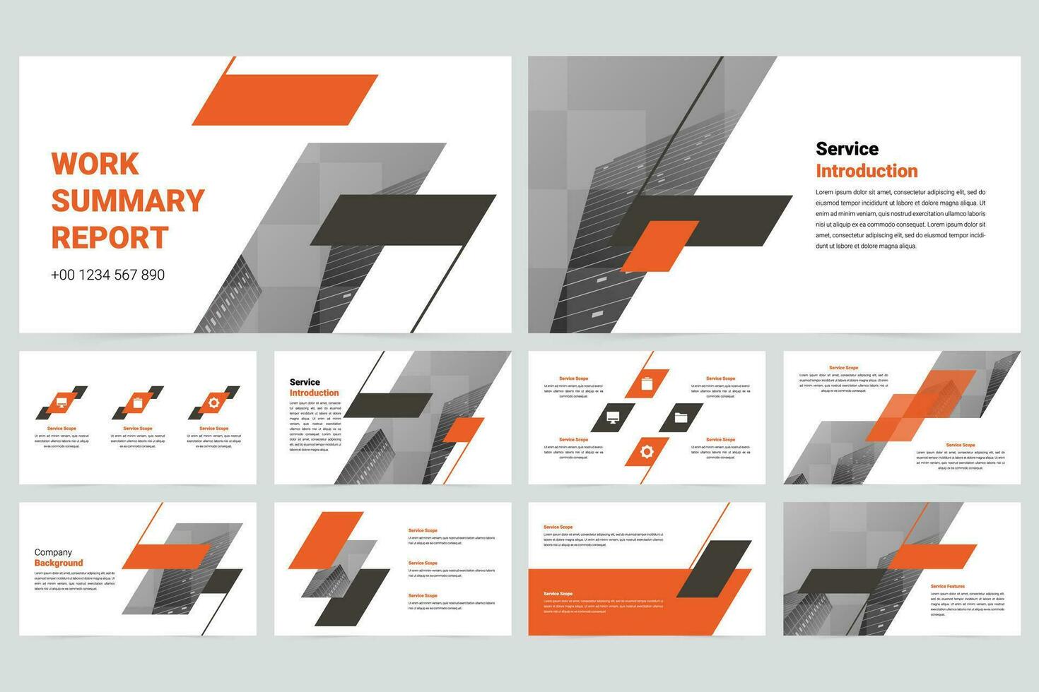 Red and black modern business work report slide presentation template vector