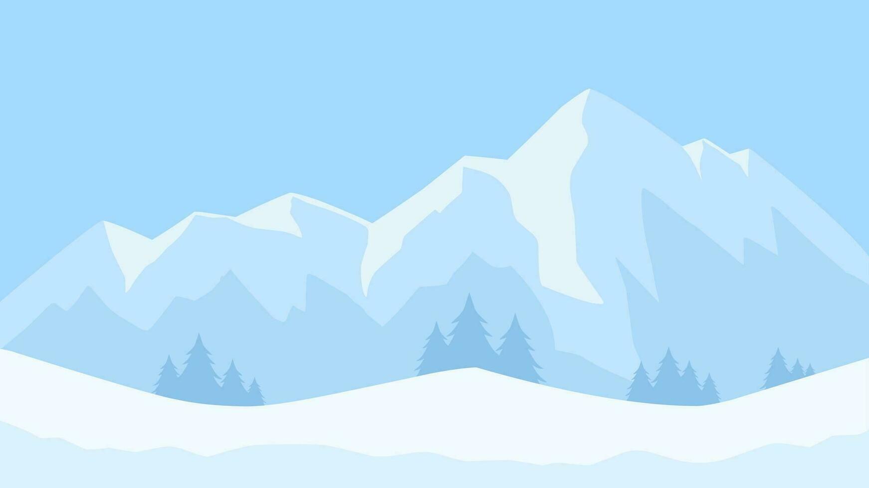 Nevado montaña paisaje vector ilustración. paisaje de paisaje nieve cubierto montaña en frío estación. invierno montaña paisaje para fondo, fondo de pantalla o ilustración