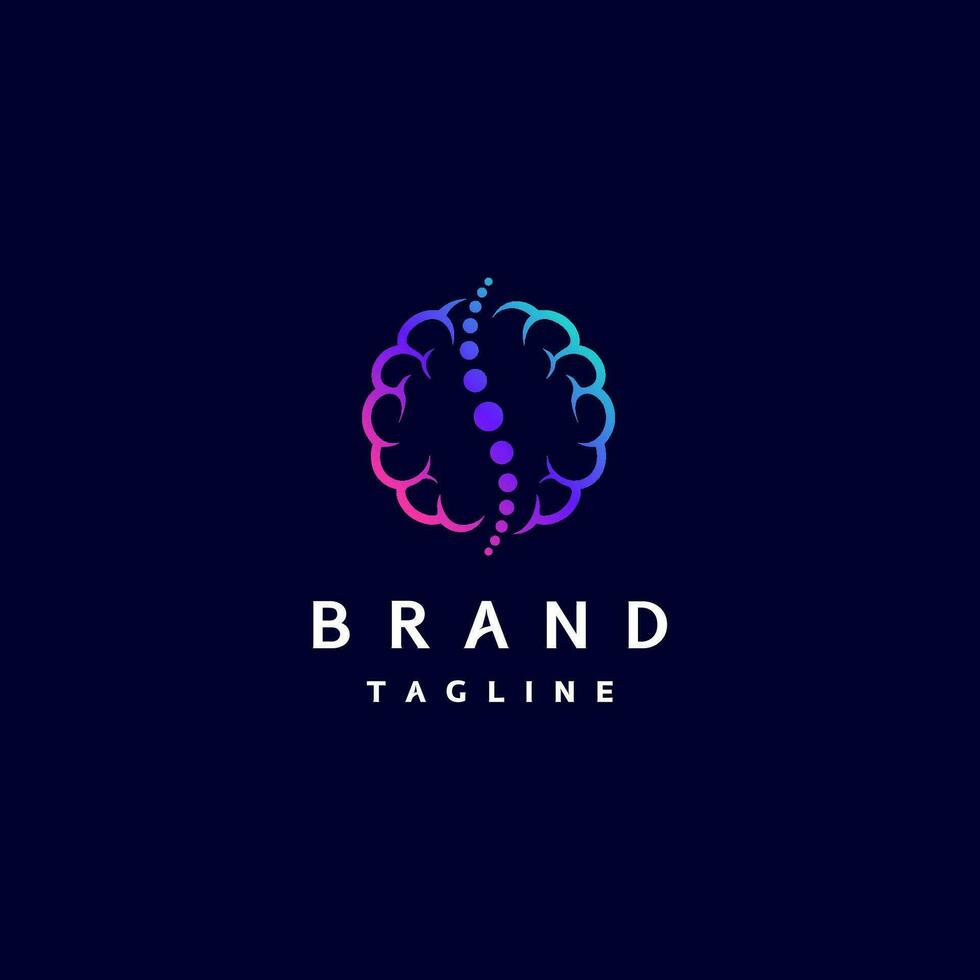 Spine Icon Inside Brain Logo Design. Simple Brain And Spine Logo Design. vector