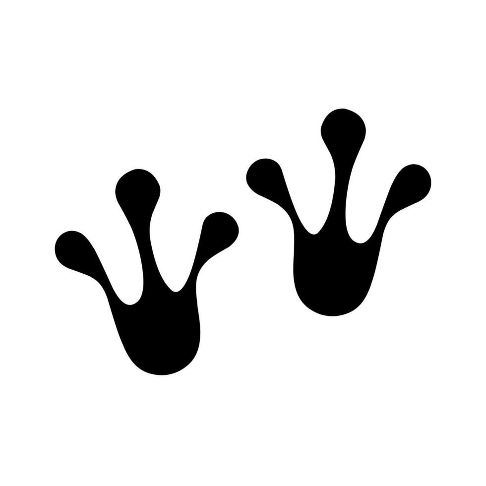 A pair of frog footprints on a white background. The front legs of the frog are black. Great for logos and posters. vector