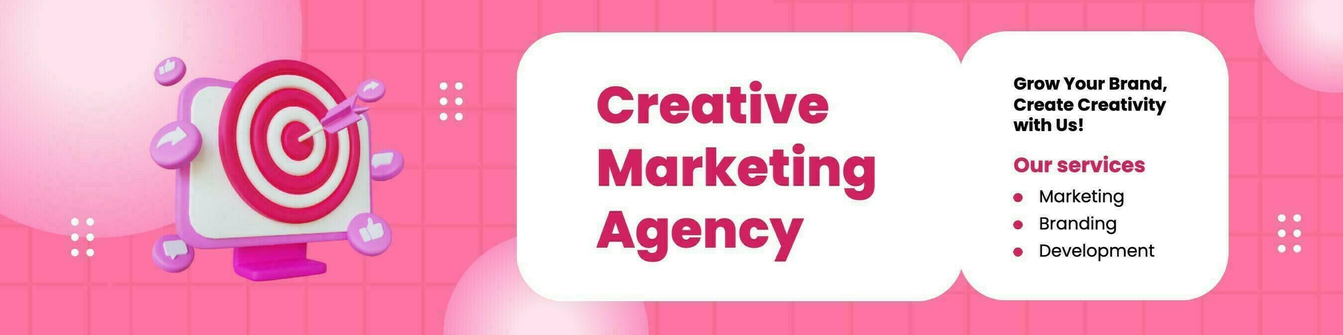 pink creative marketing agency linkedin banner template