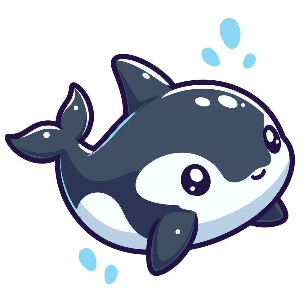 linda orca pescado dibujos animados vector