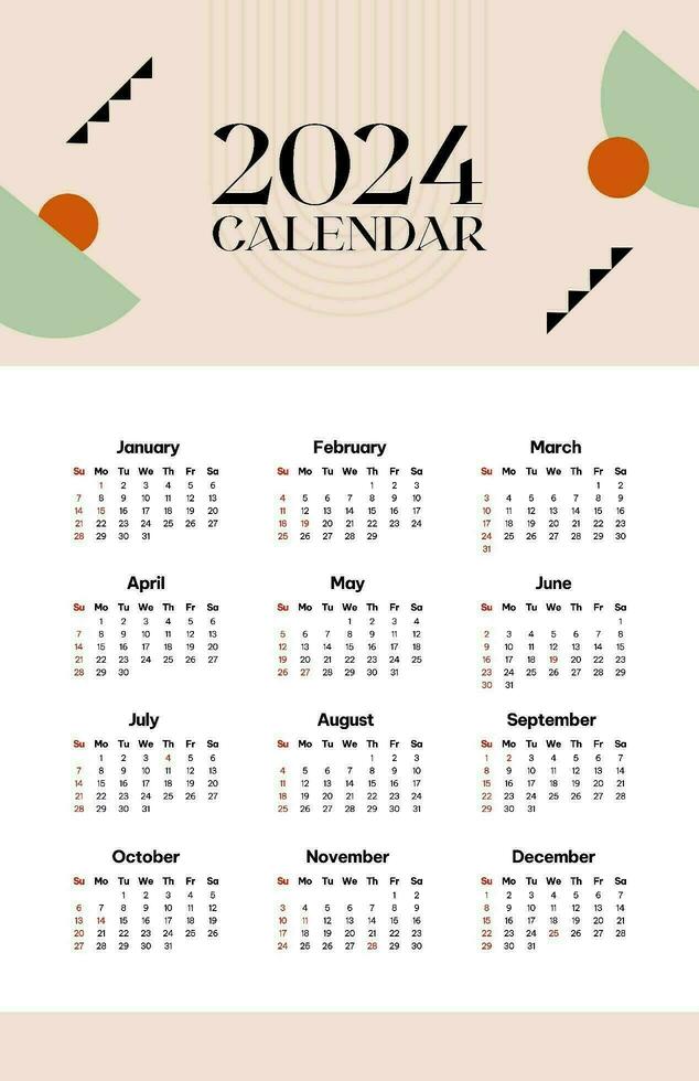 Bohemian minimalist Calendar template