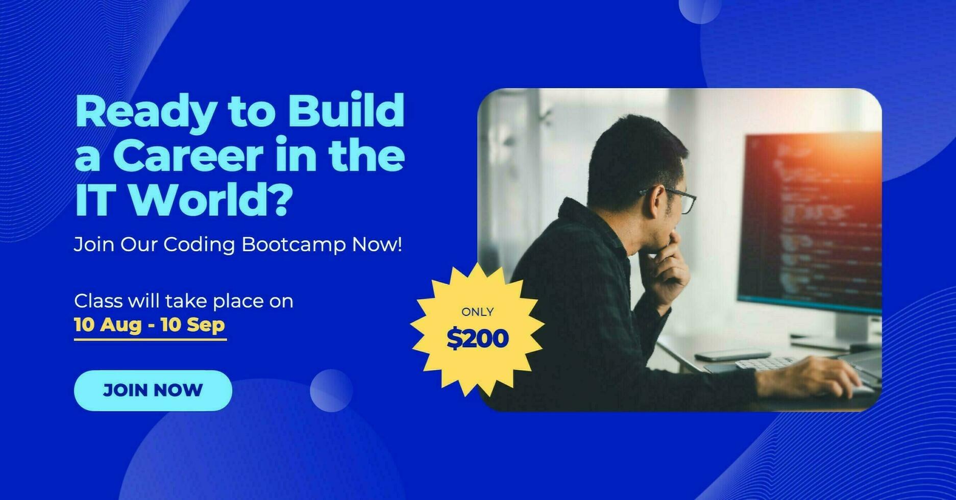 blue modern programming course facebook ads template