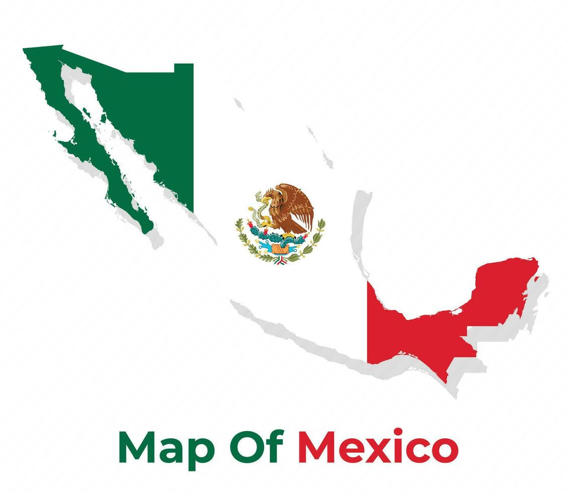 vector mapa de mexico con nacional bandera