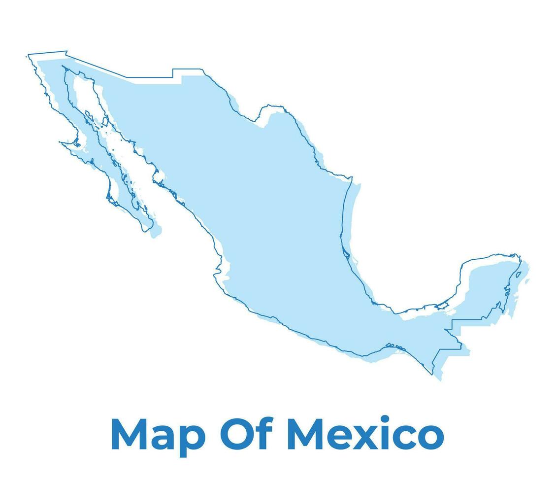 mexico sencillo contorno mapa vector ilustración