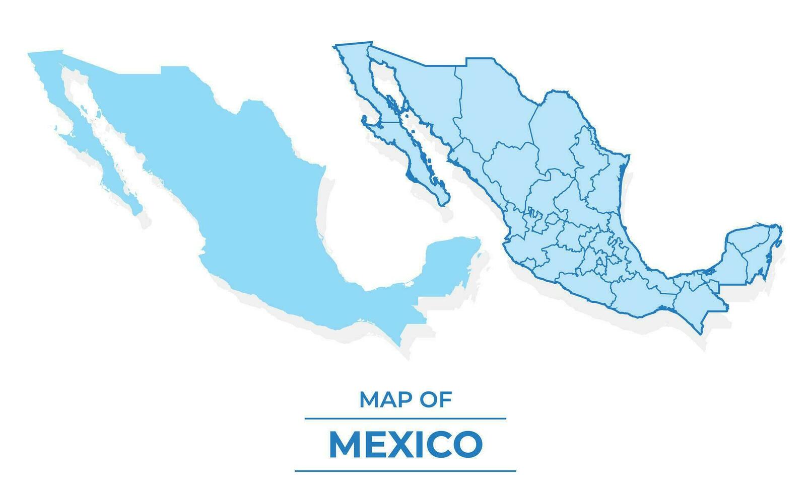 Vector Mexico map set simple flat and outline style illustration