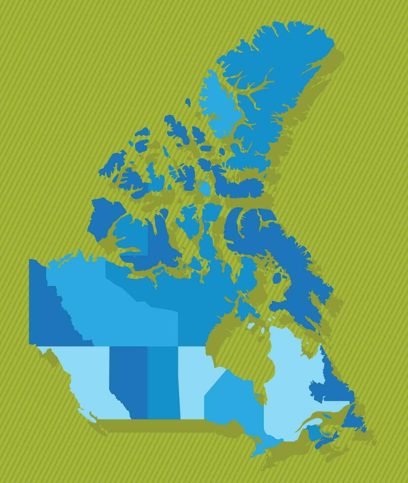 Canadá mapa con regiones azul político mapa verde antecedentes vector ilustración