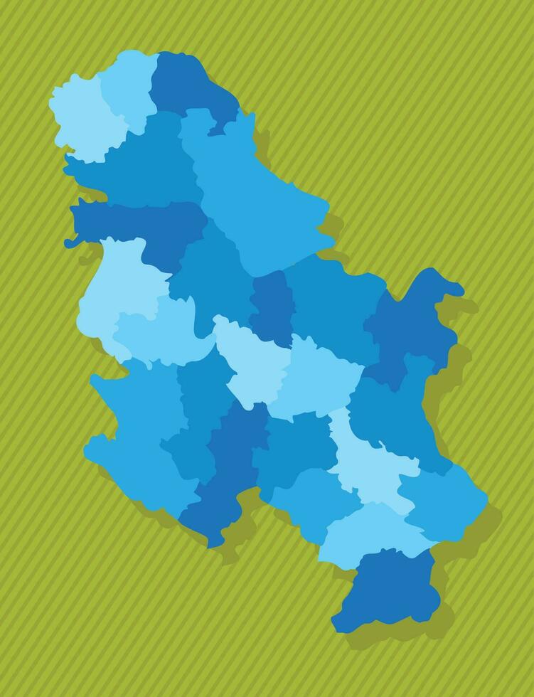 Serbia map with regions blue political map green background vector illustration