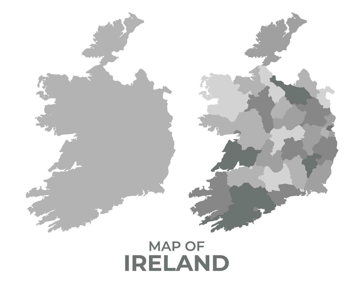 escala de grises vector mapa de Irlanda con regiones y sencillo plano ilustración
