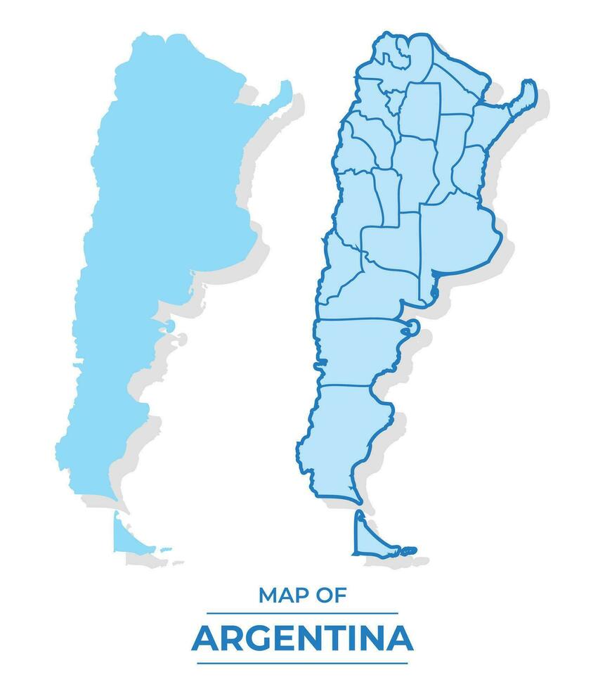 vector argentina mapa conjunto sencillo plano y contorno estilo ilustración