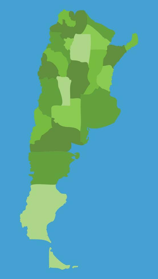 Argentina vector map in greenscale with regions