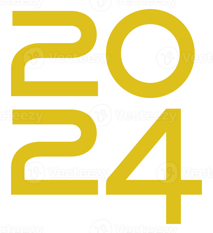 New Year 2024 Design Illustration, flat, simple, memorable and eye catching, can use for Calendar Design, Website, News, Content, Infographic or Graphic Design Element. Format PNG