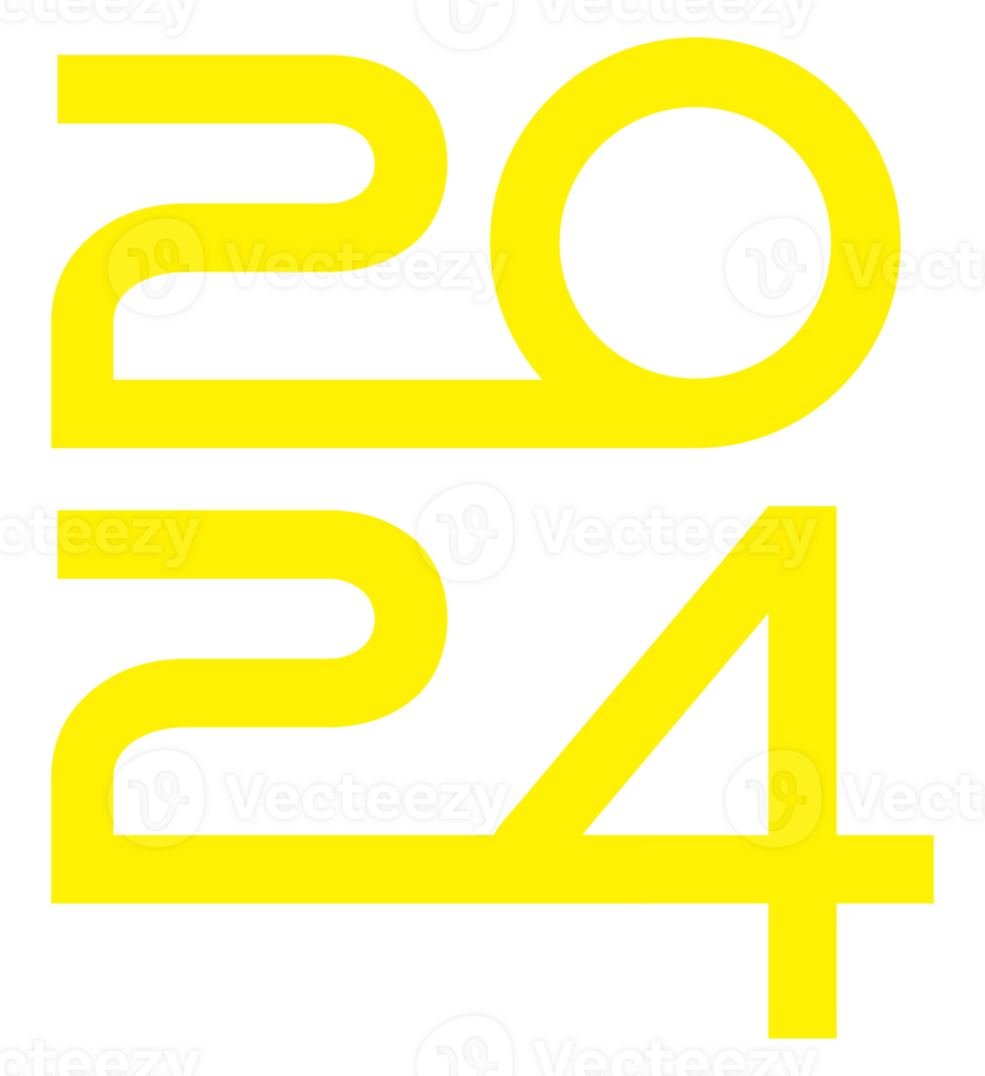New Year 2024 Design Illustration, flat, simple, memorable and eye catching, can use for Calendar Design, Website, News, Content, Infographic or Graphic Design Element. Format PNG