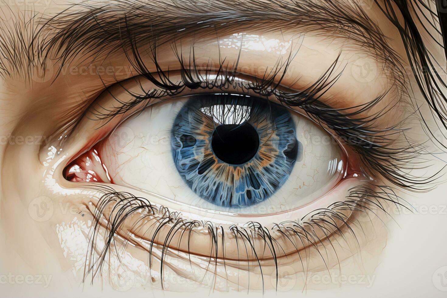 AI generated Realistic sketch of Human eye pencil drawing vintage photo