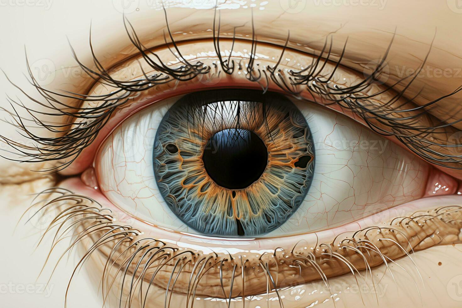 AI generated Realistic sketch of Human eye pencil drawing vintage photo