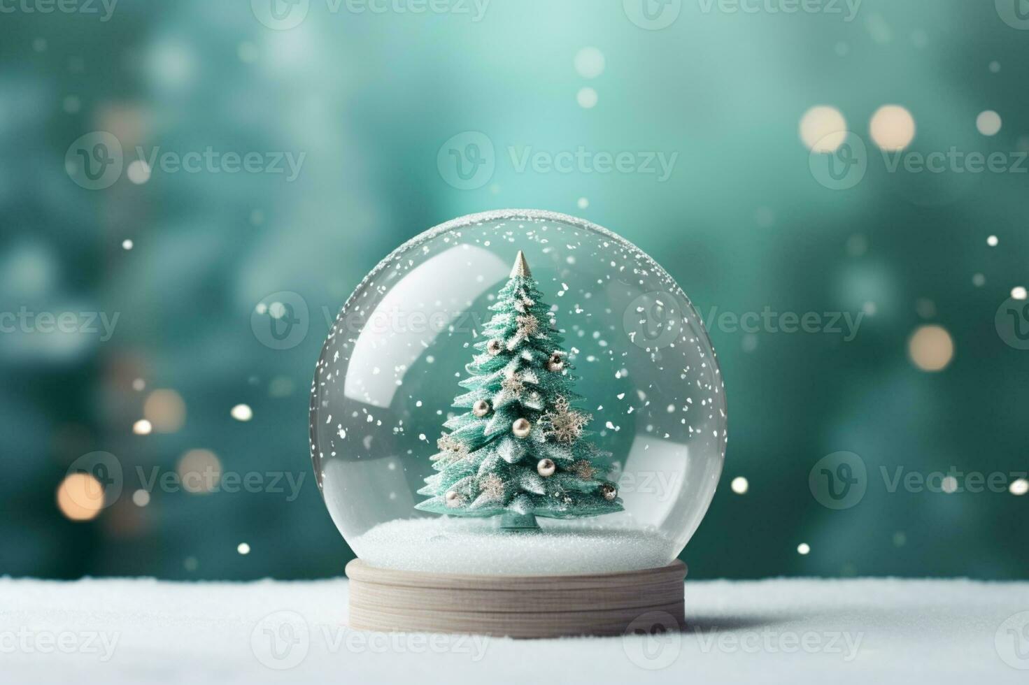 AI generated Christmas tree on glass globe ornament photo